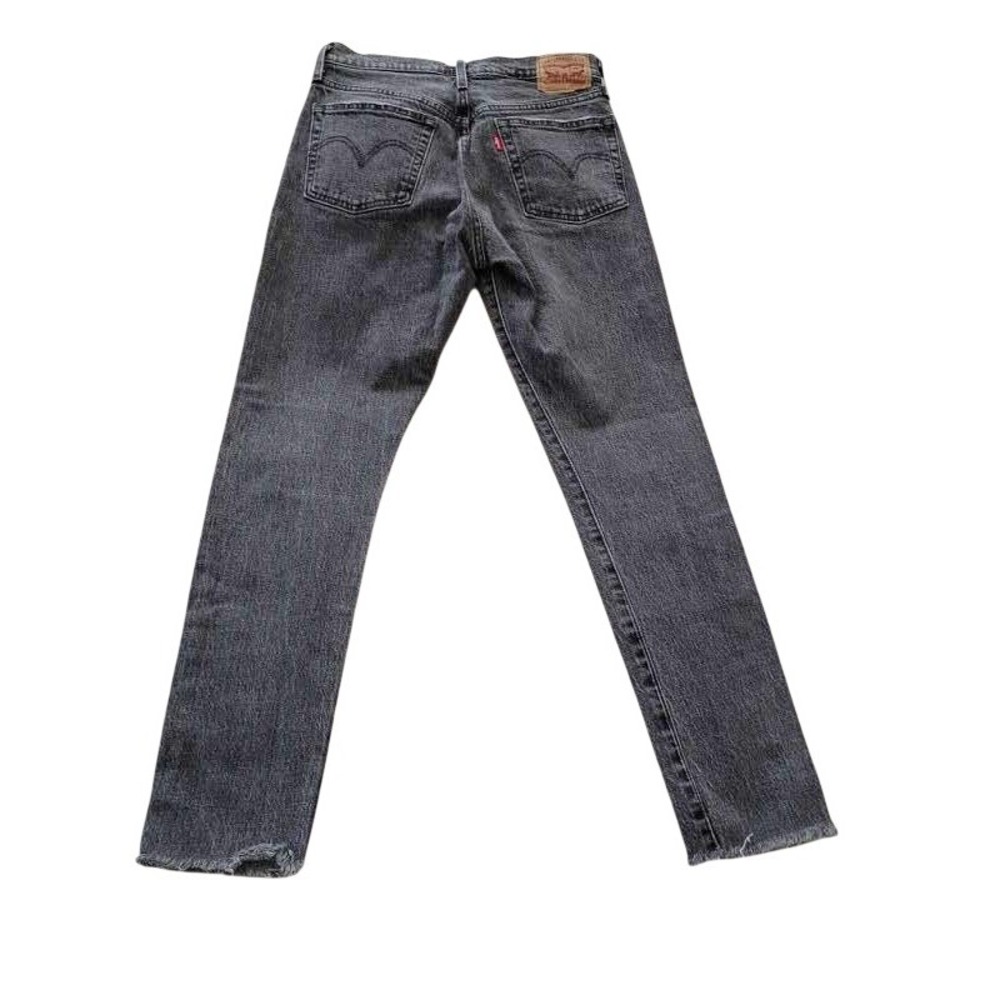 Levi's 501 Skinny Jeans Gray Black High Rise Raw Hem 26x29 - Picture 3 of 13